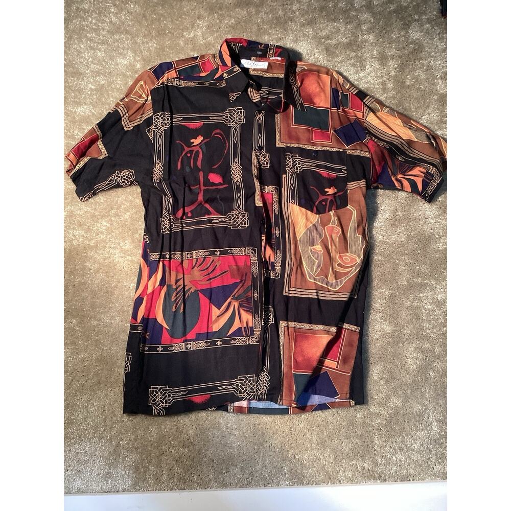 Vintage 80's Oak Street Rayon Hawaiian Mens Large Shirt L